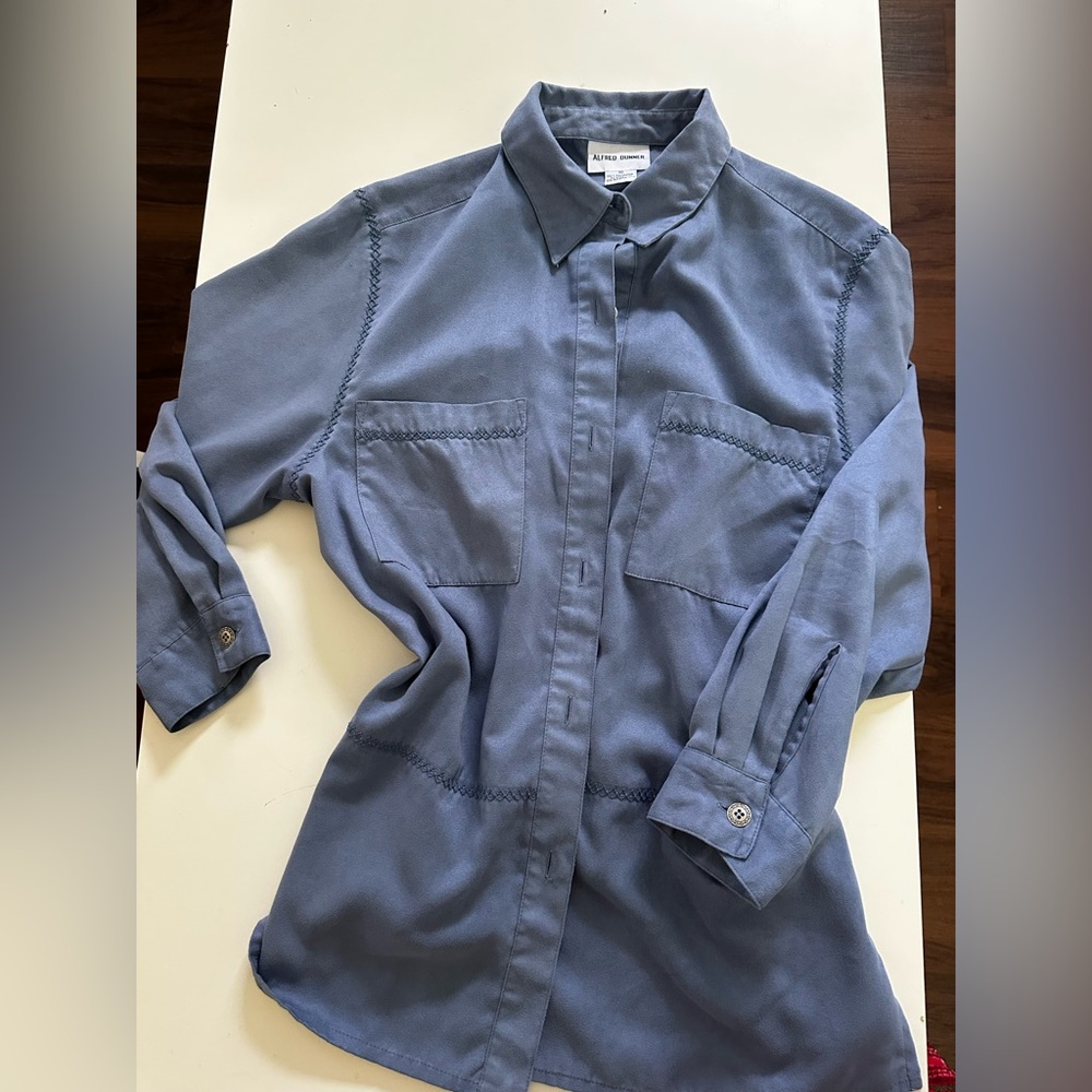 Alfred Dunner Gray Men's Casual Button Down Shirt